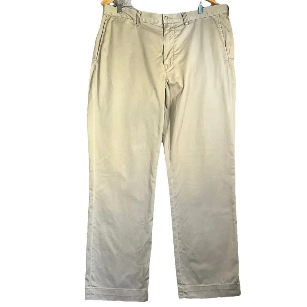 Ralph Lauren Pants Mens 36x30 The Polo Chino Khaki Tan Cotton Twill Straight